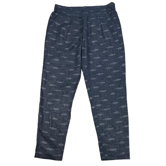 FREE PEOPLE Ikat Linen Blend Pull On Pants Sz XS Metallic Navy Blue - Picture 3 of 6